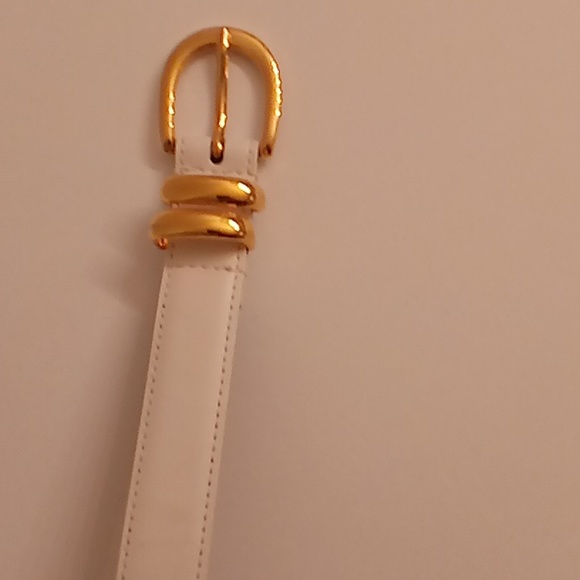 GENUINE LEATHER Women Size L White Color Gold Buckle main image 4